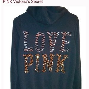 Pink Victoria’s Secret Women’s Full Zip Bling Hoodie